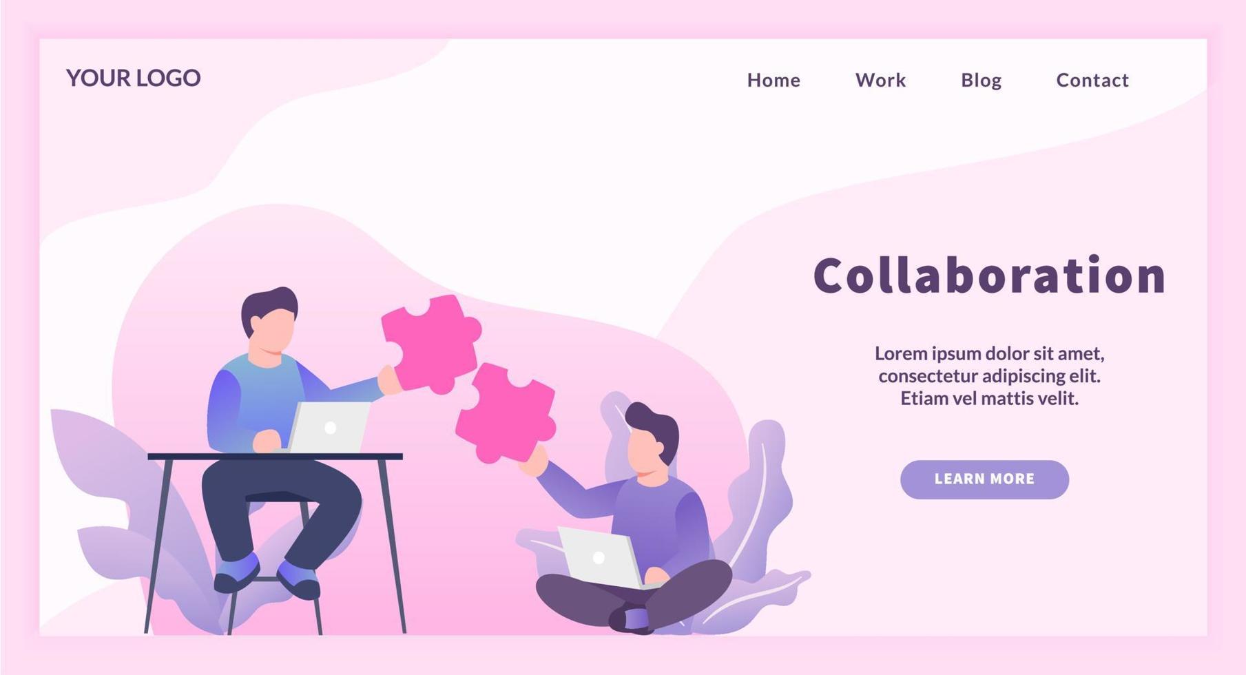 team work collaboration between freelancer worker with puzzle matching concept vector