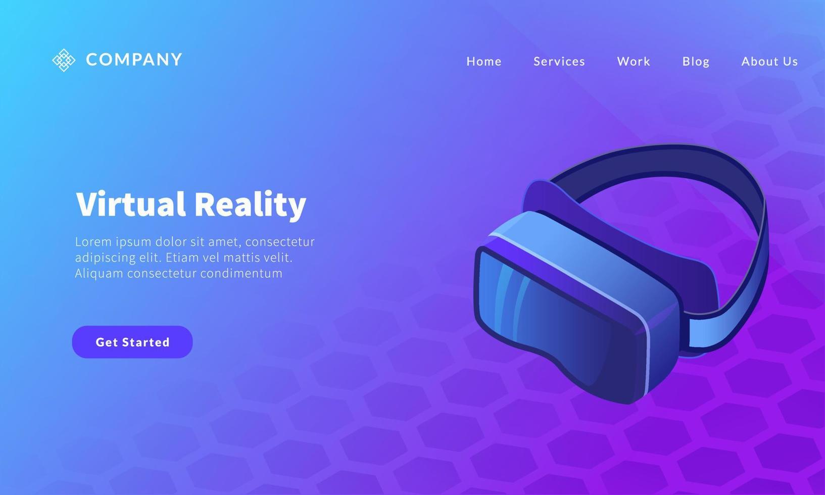 Gafas de realidad virtual para plantilla de sitio web o banner de página de inicio de aterrizaje. vector