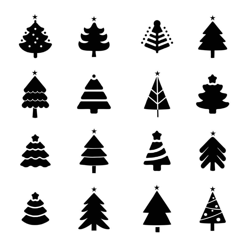 conjunto de iconos de vector de árbol de navidad