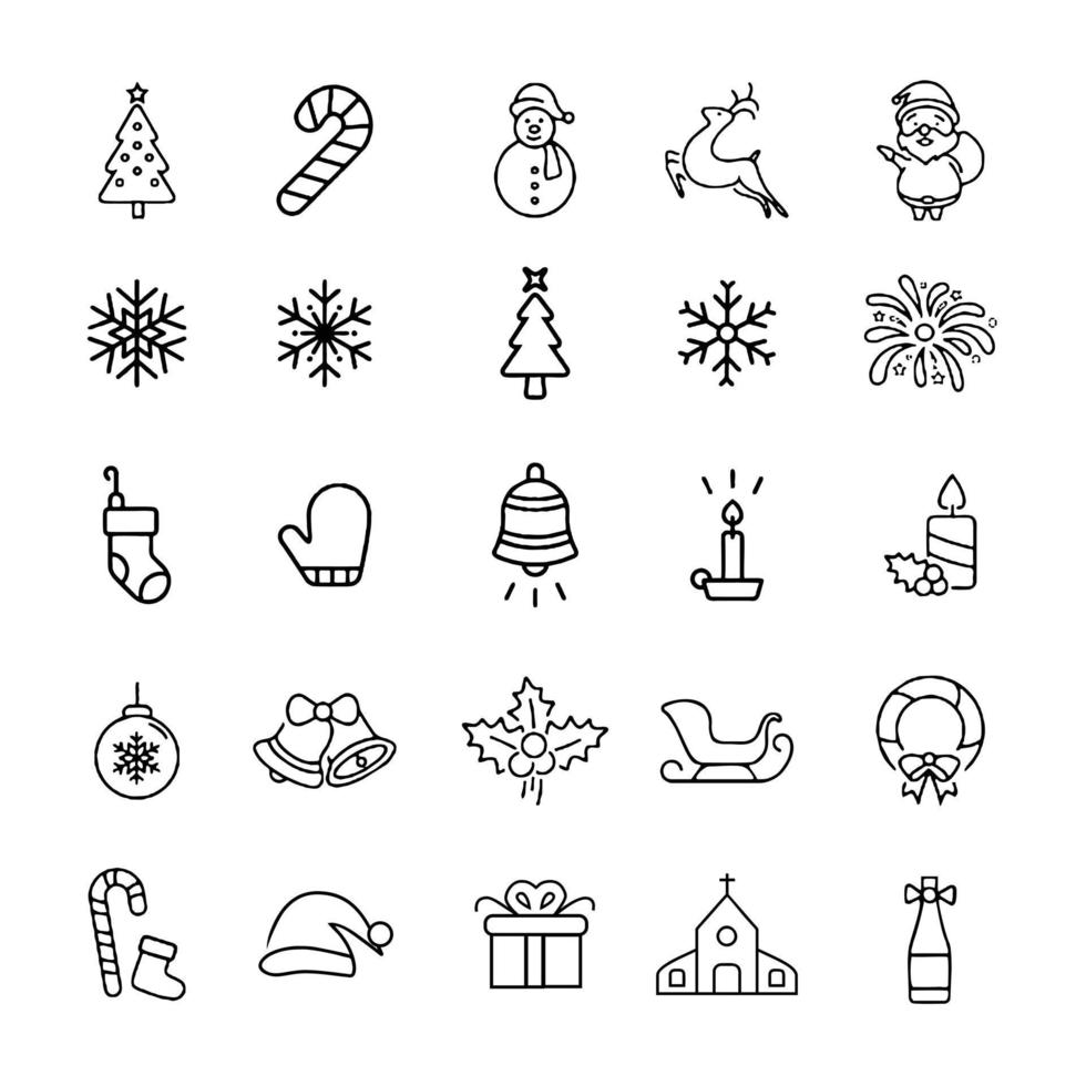 Christmas icons set. Vector illustrations.