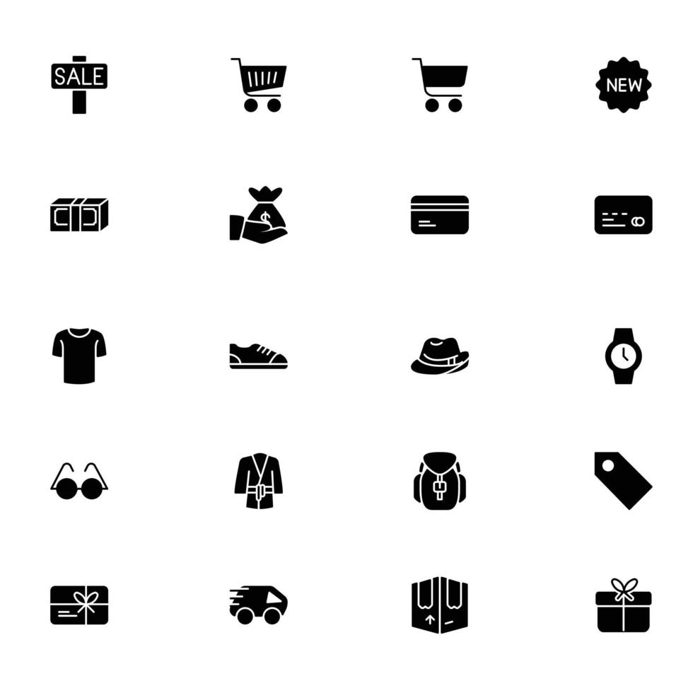 Shopping icons, set shop sign e-commerce for web development apps and websites - stock vector