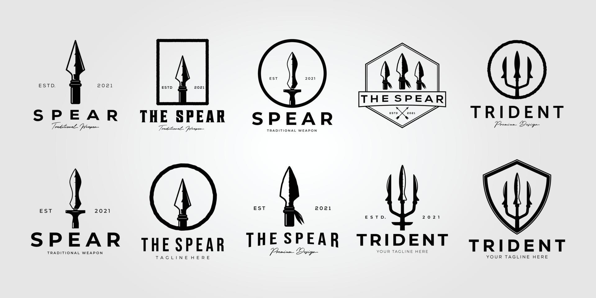 set of spear or collection of arrowhead and bundle of poseidon logo vector illustration design