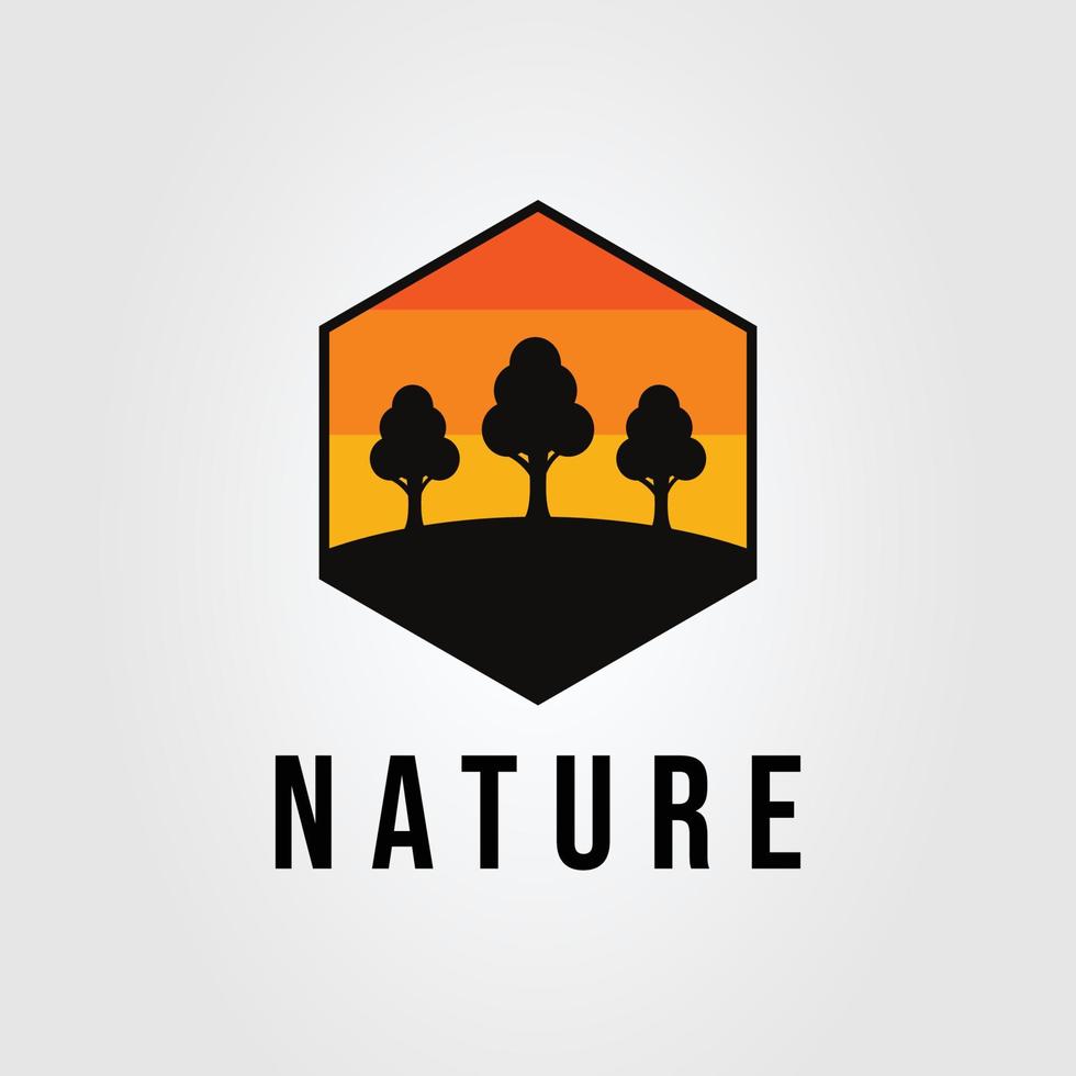 silhouette tree or natural sunset  sky logo vector illustration design