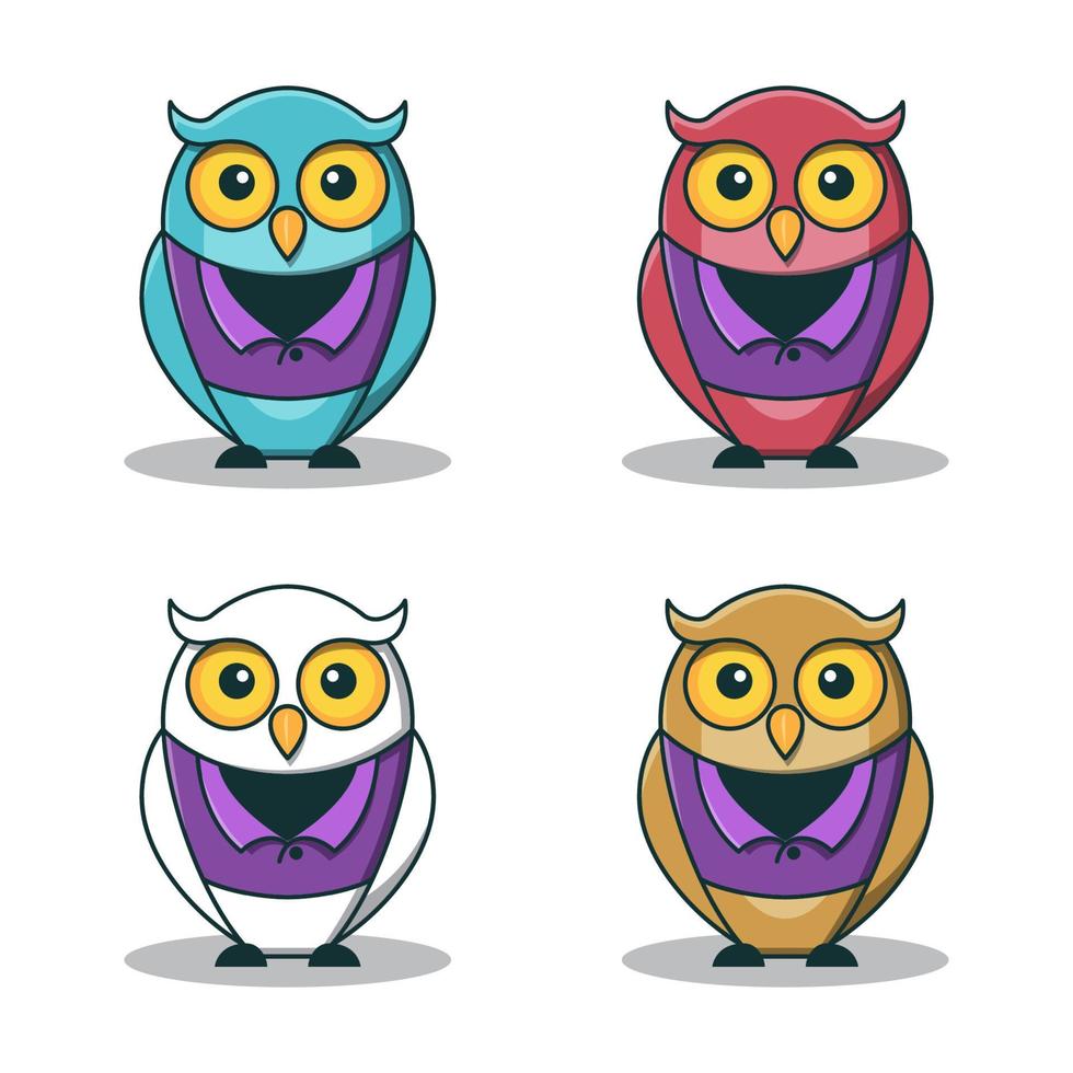 Wise Wisdom Owl Bird Teacher Education Character Cartoon Isolated vector