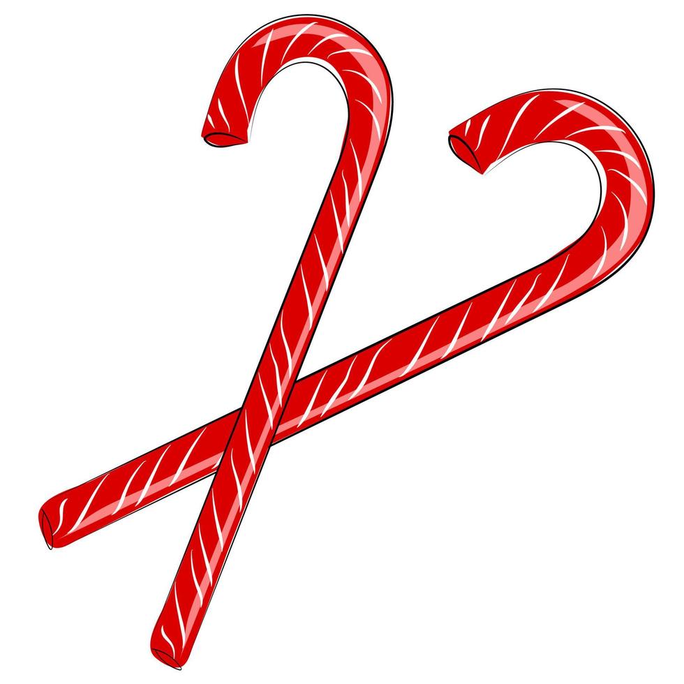 Candy cane, traditionally white with red stripes vector