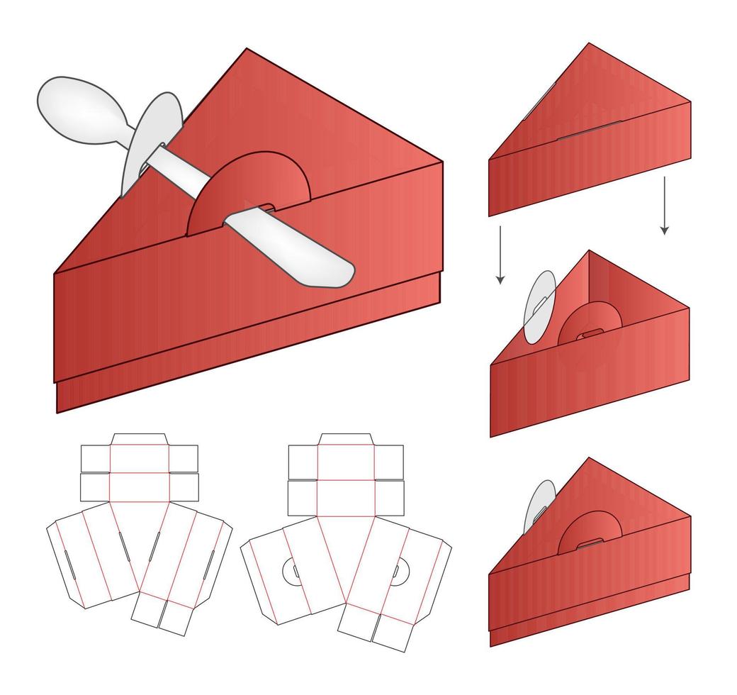 diseño de plantilla troquelada de embalaje de caja. Maqueta 3d vector