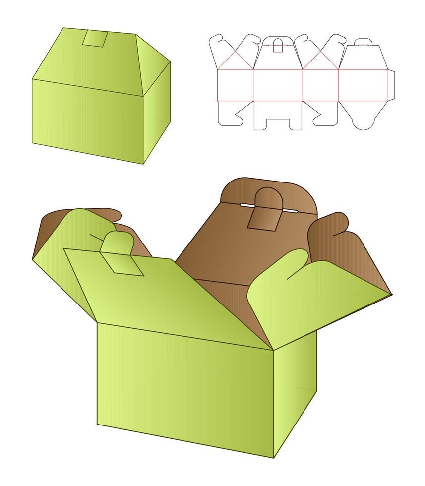 diseño de plantilla troquelada de embalaje de caja. Maqueta 3d vector