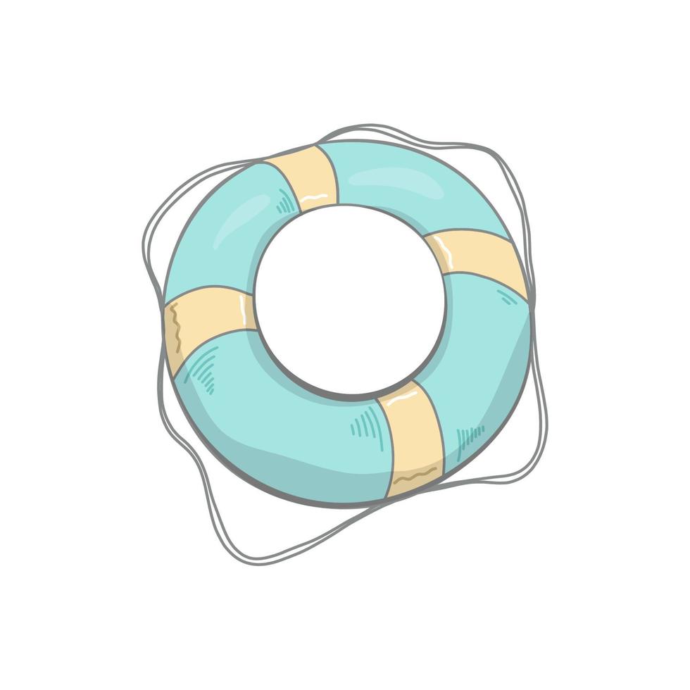 Vector doodle icon. Logo design template. Cute hand drawn childish linear illustration for print, web. Simple dark icon lifebuoy isolated on white background