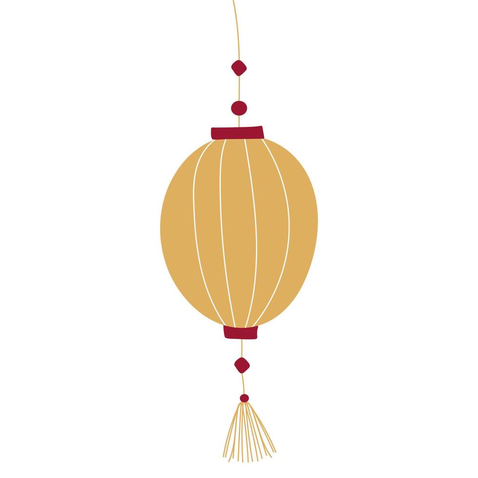 red gold chinese New year lantern. hand drawing isolated on white vector