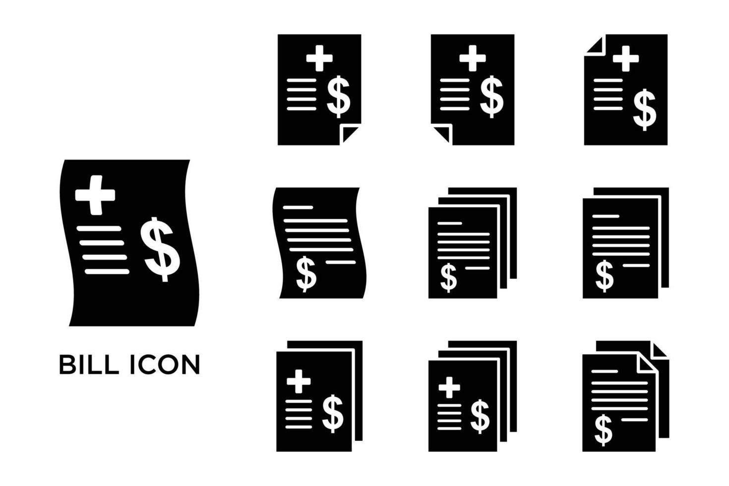 Bill icon set plantilla de diseño vectorial en fondo blanco vector