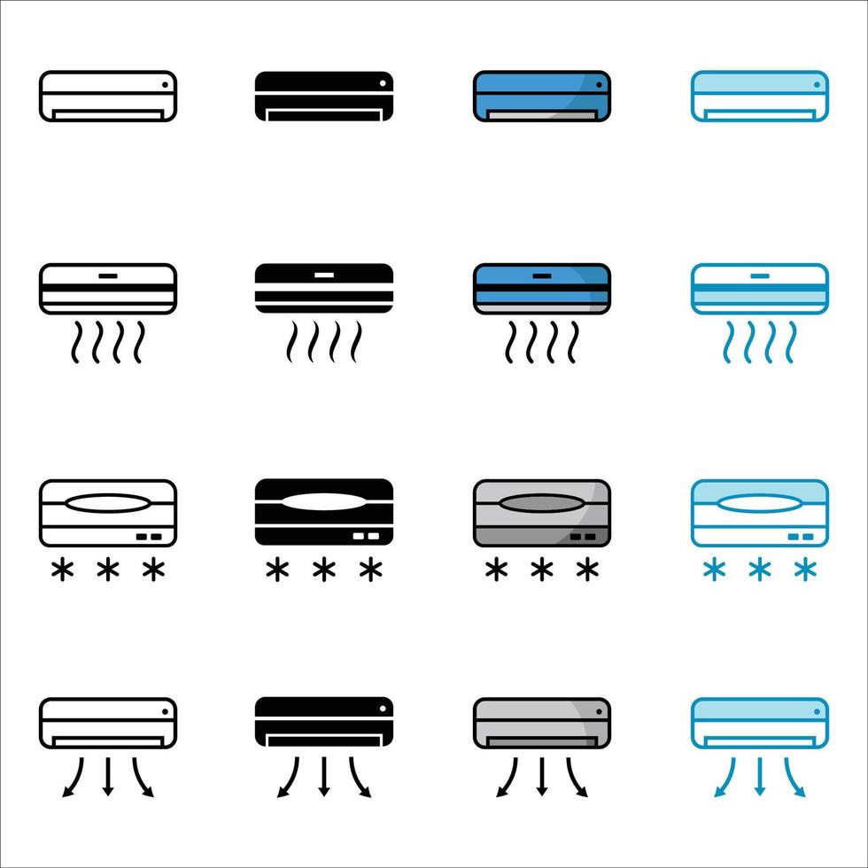 air conditioner icon set vector design template in white backgroun