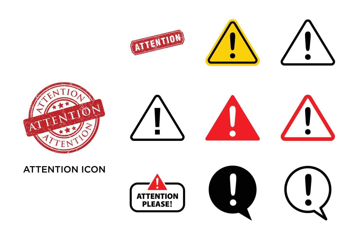 attention icon set vector design template in white background