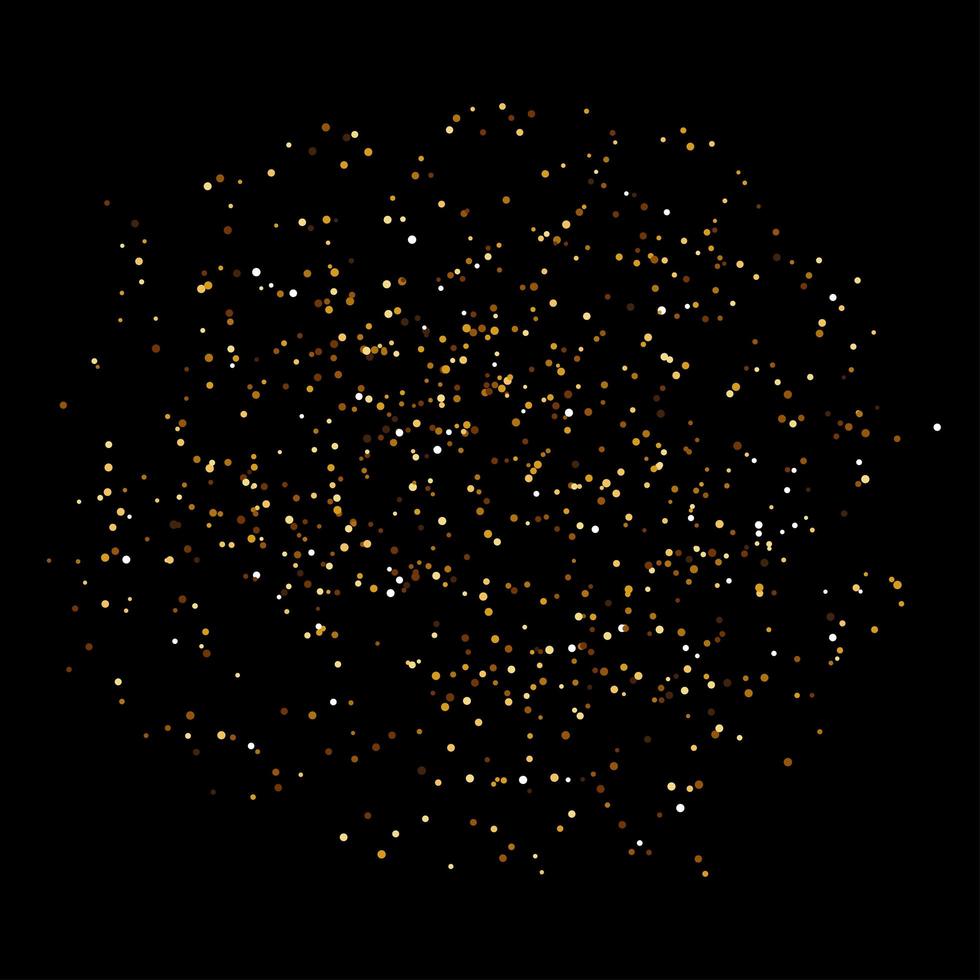 Shining Gold Glitter fireworks or sparkles. Holiday element for, card, decor, invitation, poster, website, banner, festive design. Glittery vector illustration on a black background