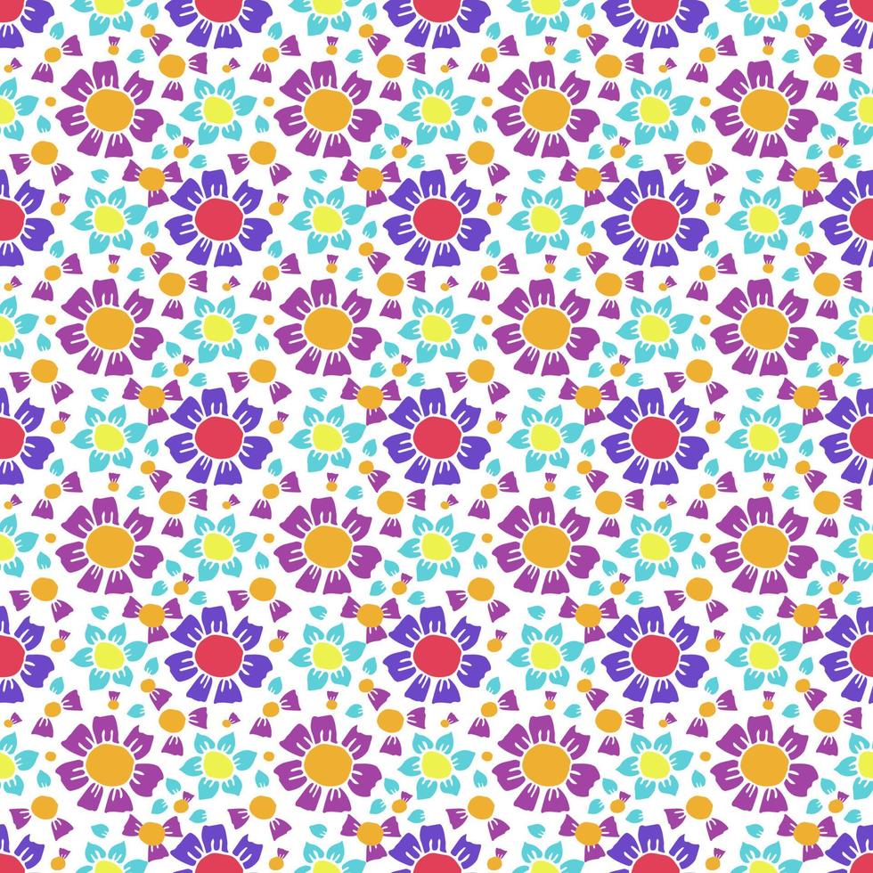 Seamless pattern with flowers. Floral background.Colored flowers isolated on white background vector