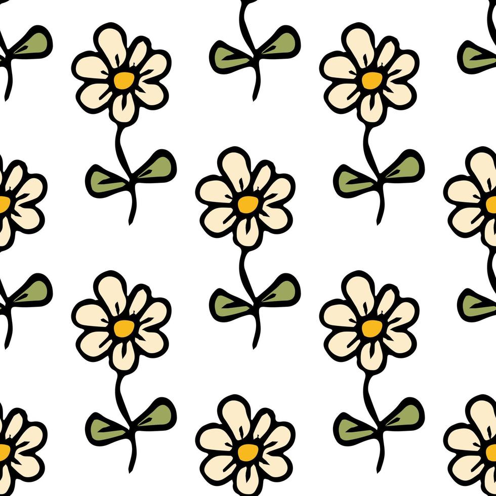 patrón sin fisuras con flores. fondo floral. Flores de manzanilla aisladas sobre fondo blanco. vector