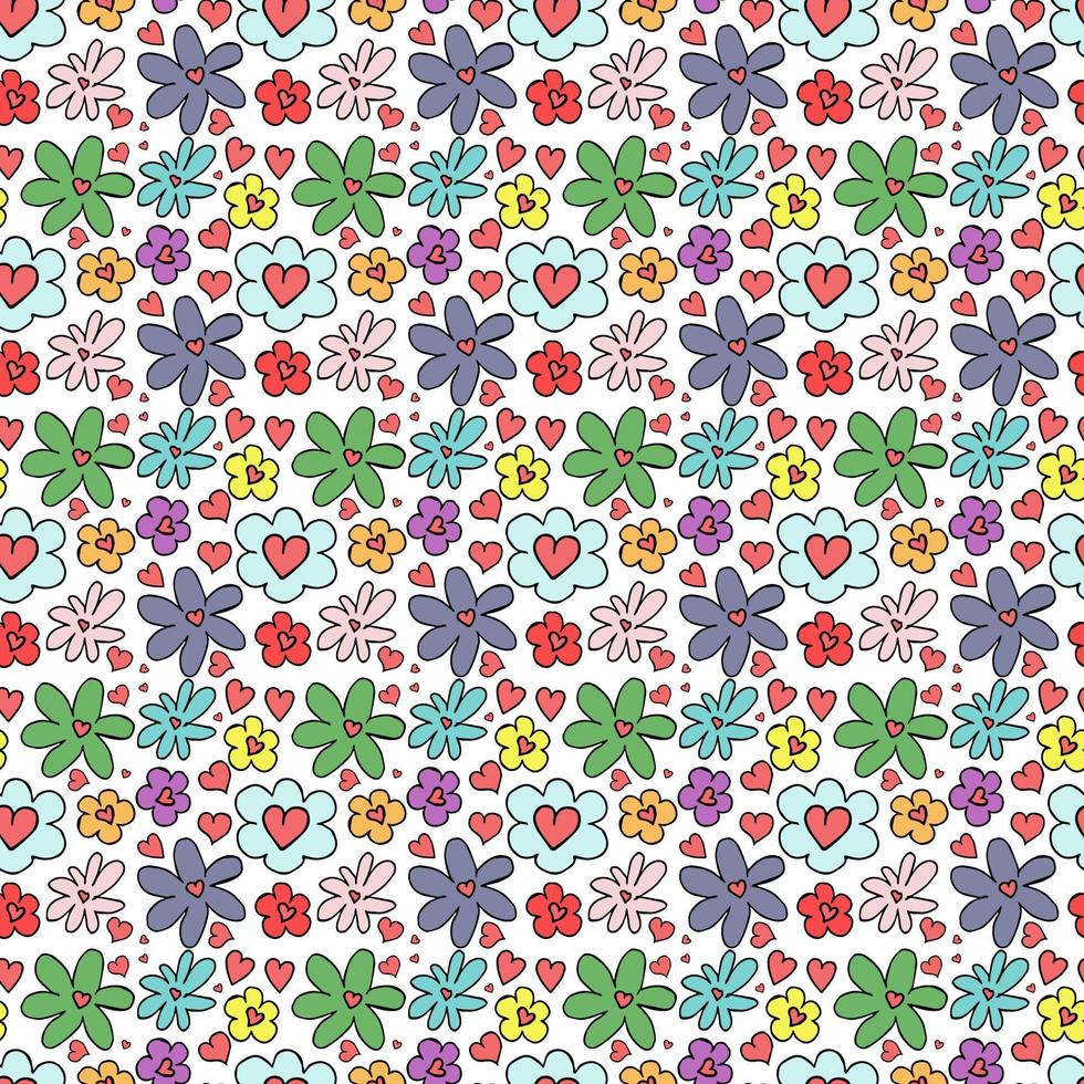 Seamless pattern with flowers. Floral background.Colored flowers isolated on white background vector