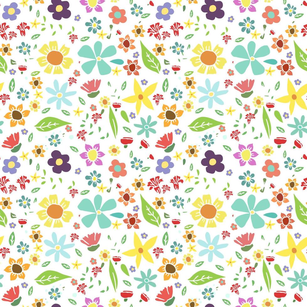 patrón sin fisuras con flores. Fondo floral flores de colores aislados sobre fondo blanco. vector