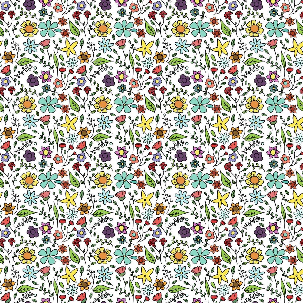 patrón sin fisuras con flores. Fondo floral flores de colores aislados sobre fondo blanco. vector