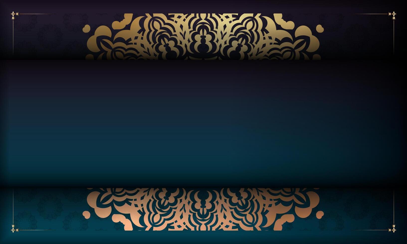 Blue gradient background with luxurious golden pattern and place under your text vector