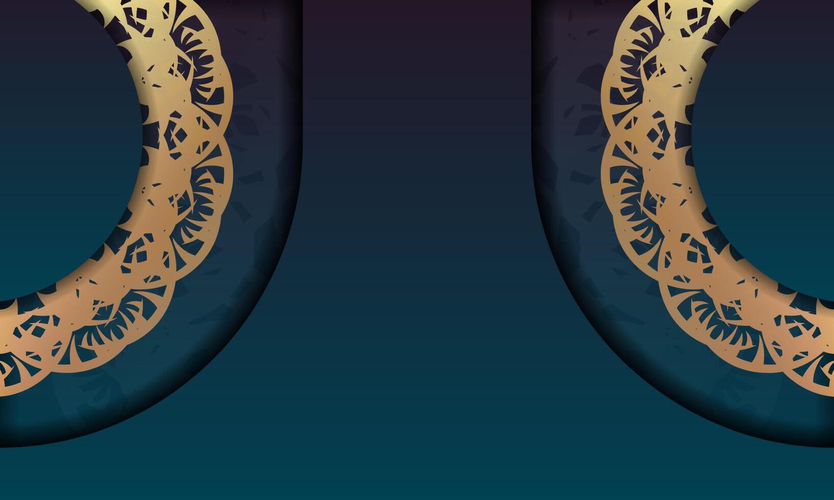 Blue gradient banner with luxurious gold pattern and space for your logo vector