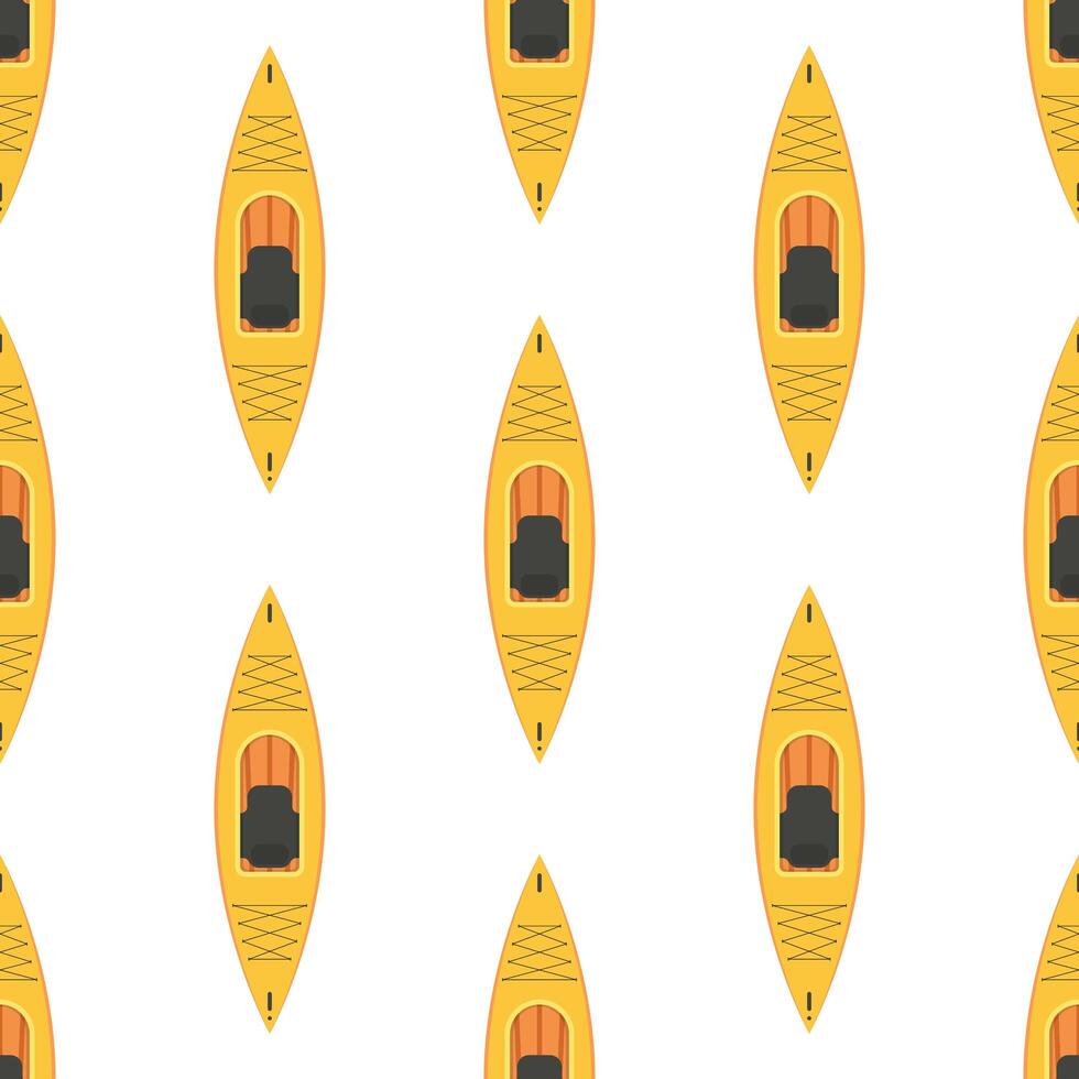 Rafting seamless pattern with repeating boats. Kayaking and canoeing tiling vector background.