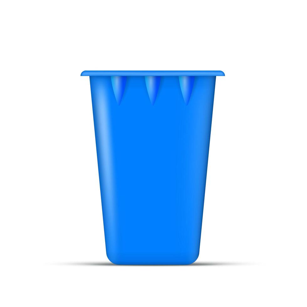 Blue empty plastic cup isolated on white vector