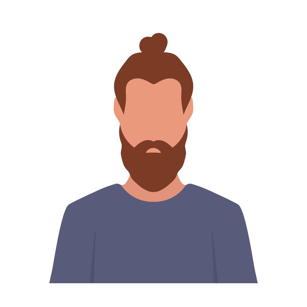 A man with a beard and a bun in his hair vector