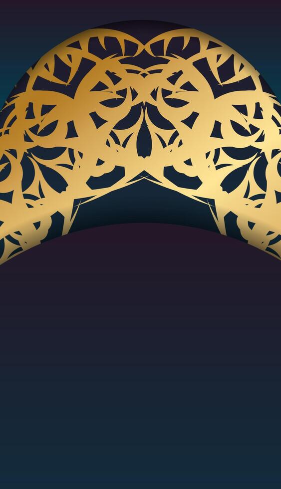 Blue gradient banner with antique gold ornaments and place under your text vector