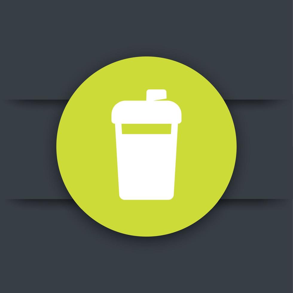 Sport shaker icon, nutrition for gym, fitness training, round flat pictogram vector