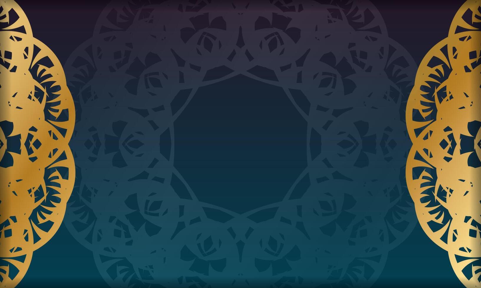 Blue gradient banner with indian gold pattern for logo design vector