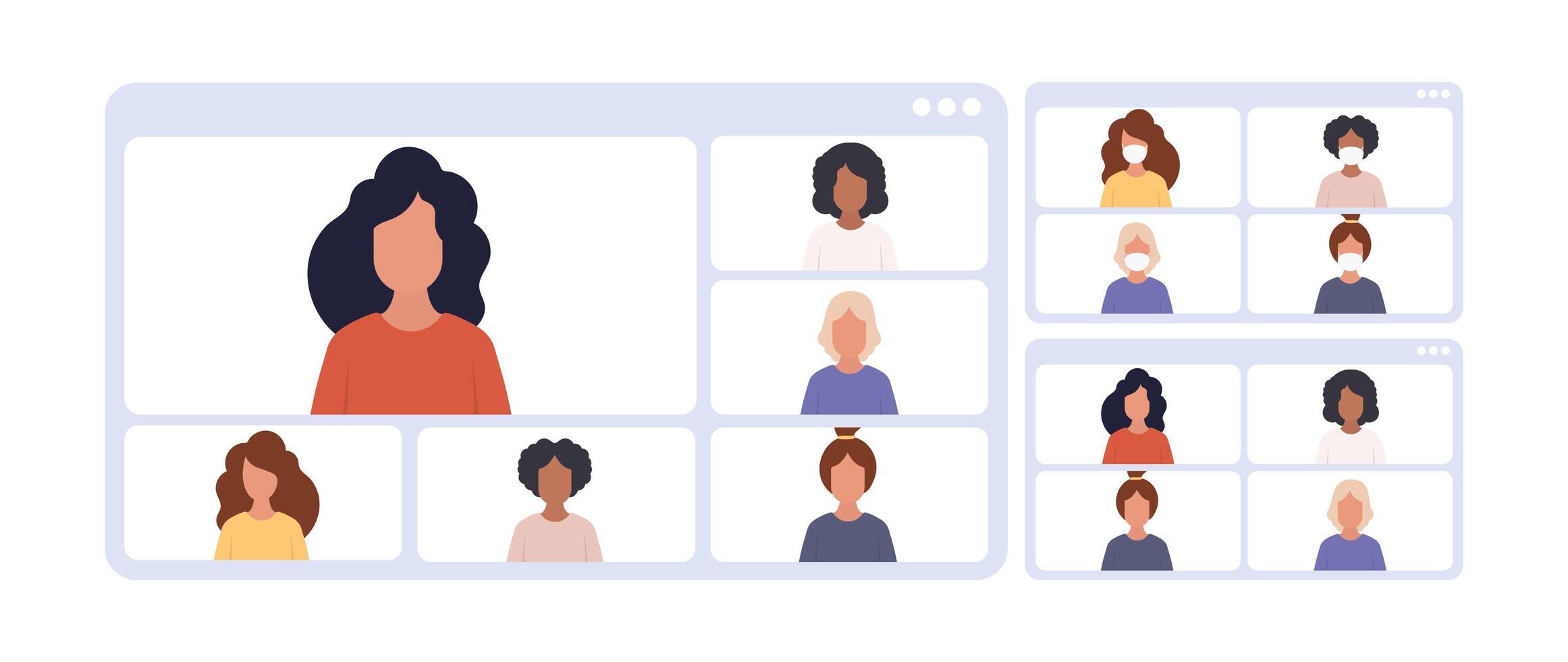 A set of images showing different people with different hair colors vector