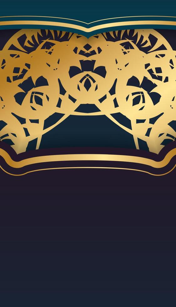 Blue gradient banner with vintage gold pattern and logo space vector