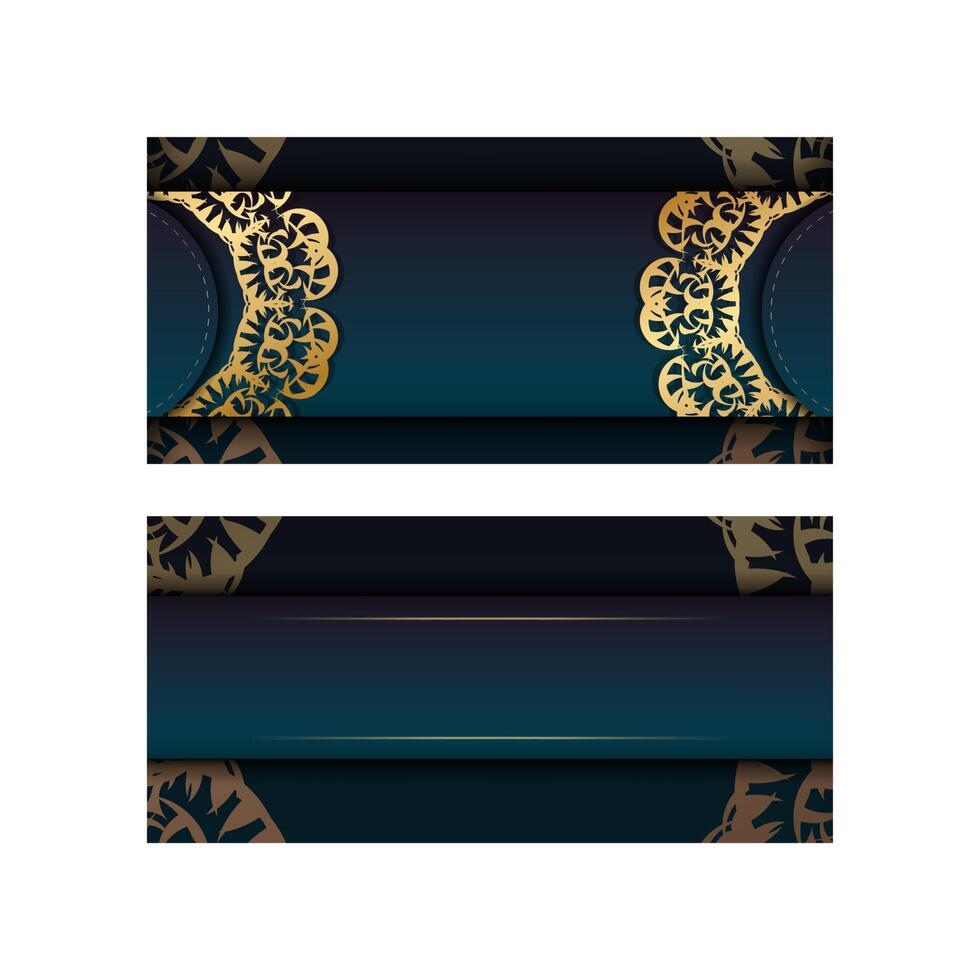 Two banners with gold and blue designs vector