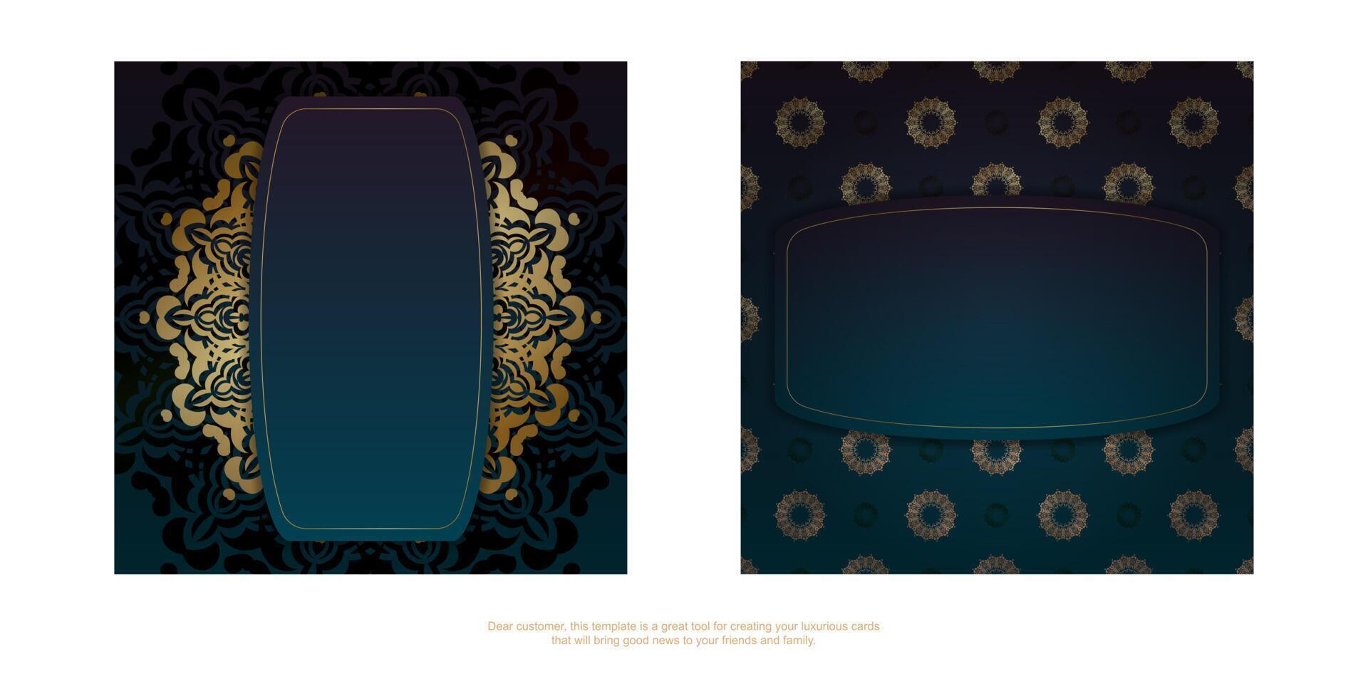 Two blue and gold banners with ornate patterns vector