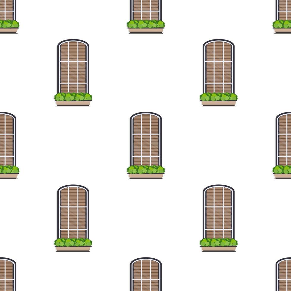 An open window with a plant in it vector