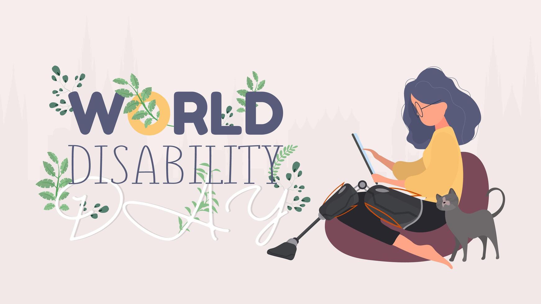 The pretty girl sitting on the colored word Spring Vector illustration.