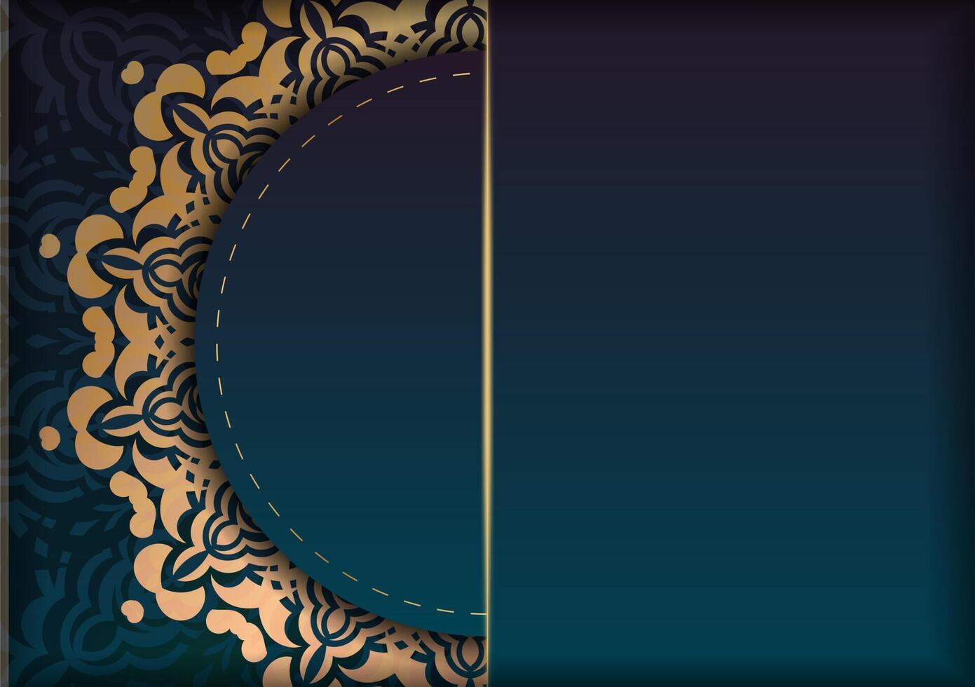Template Greeting card with a gradient of blue with Indian gold ornaments for your congratulations. vector