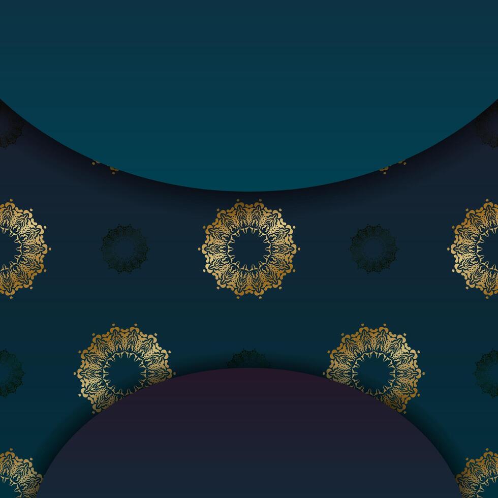 A blue and gold pattern with a gold star vector
