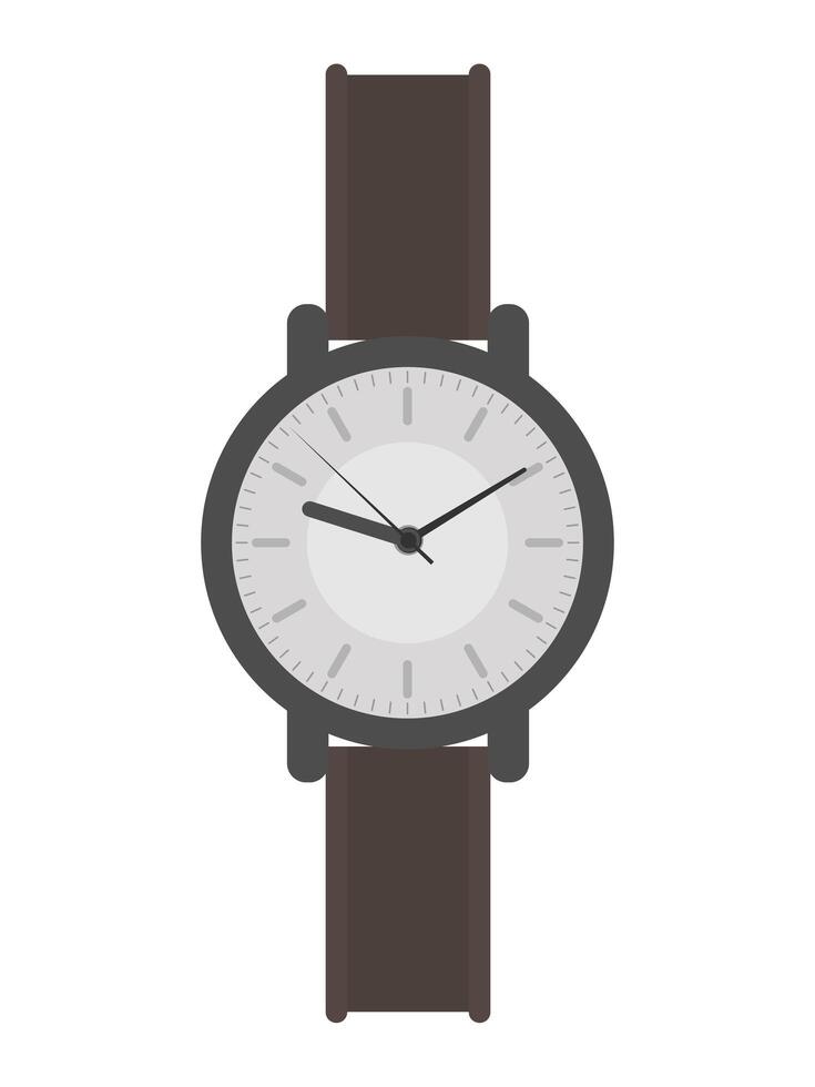 A watch on a white background with a brown strap vector