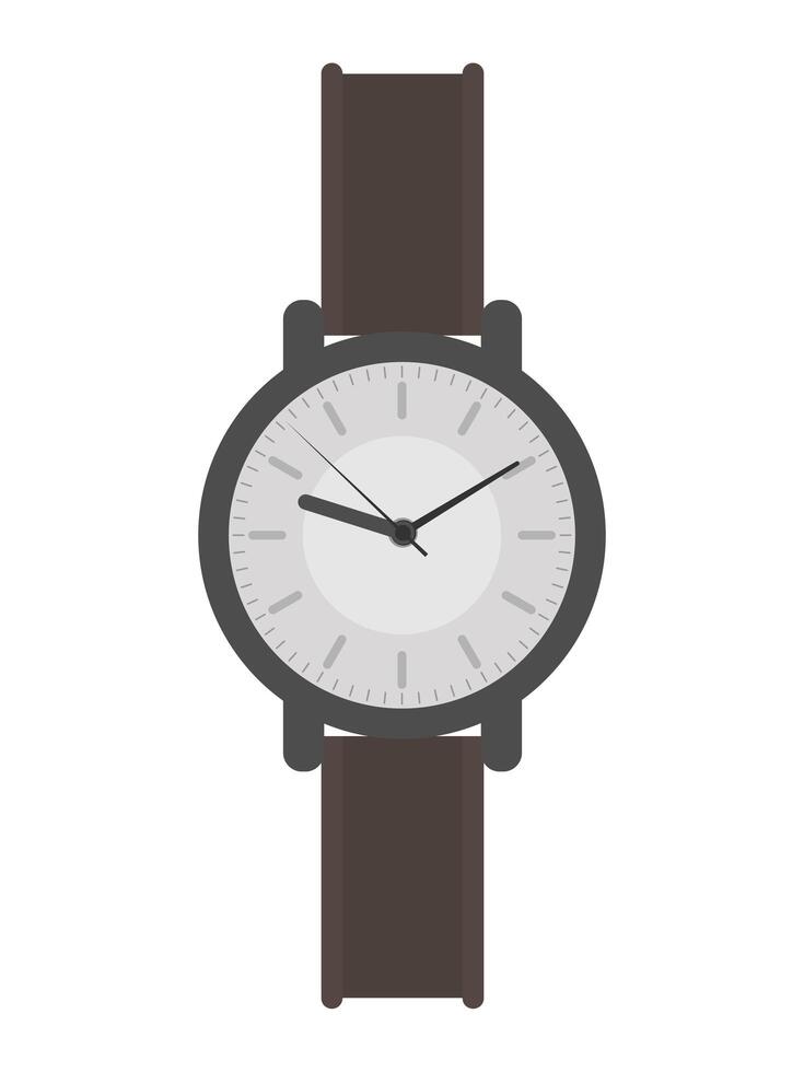 reloj de pulsera con esfera blanca y correa marrón. reloj de pulsera de estilo plano. aislado. vector. vector