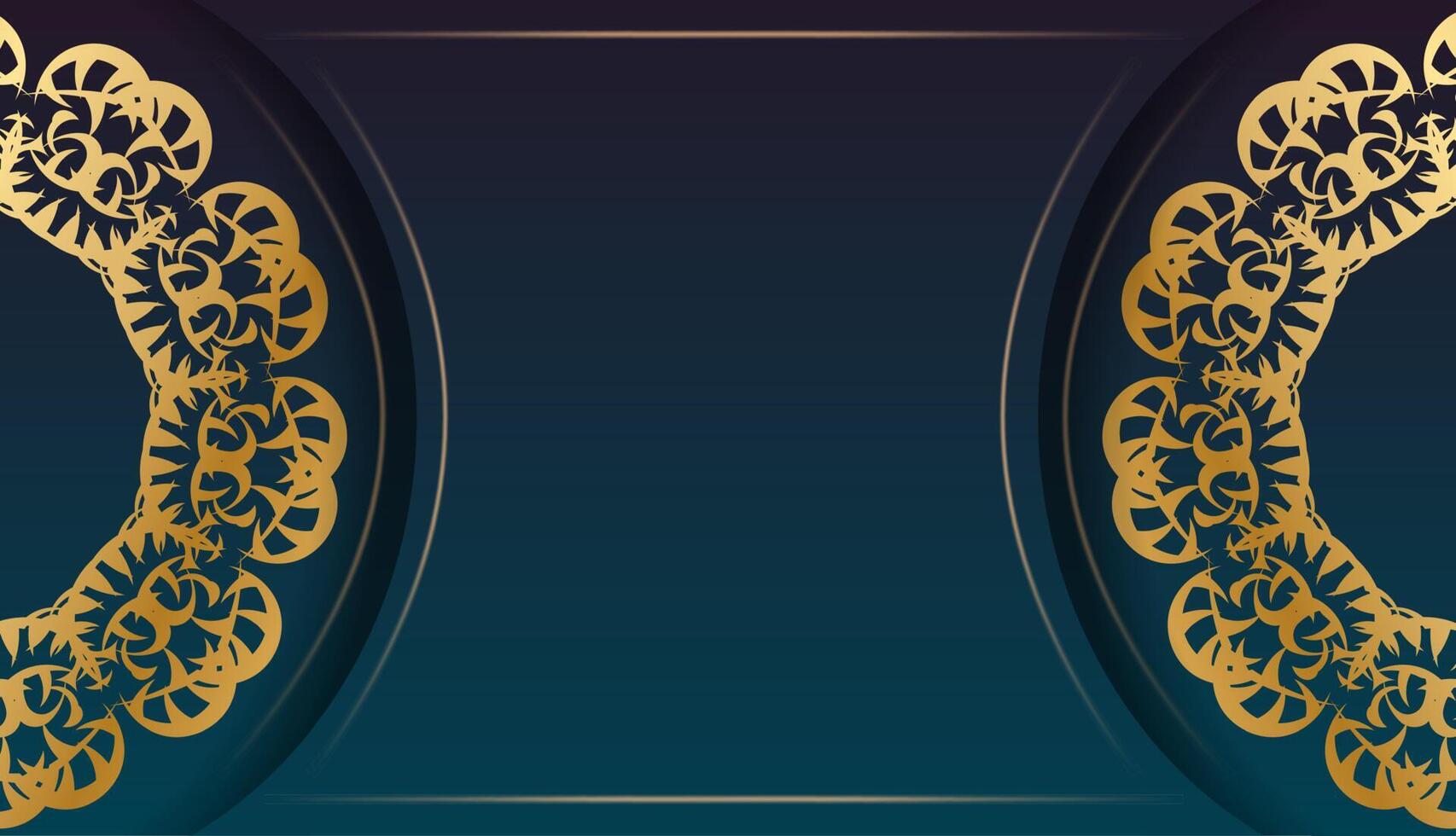 Golden frame with floral pattern on dark blue background vector