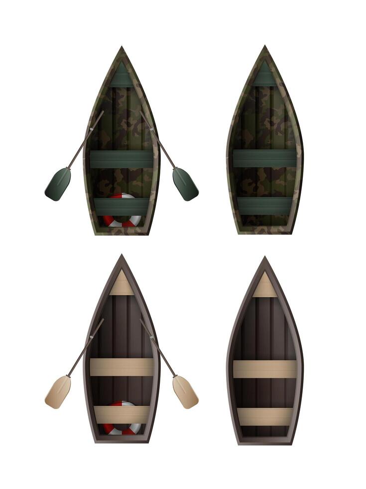 Boat for sailing in a realistic style. View from above. illustration. vector