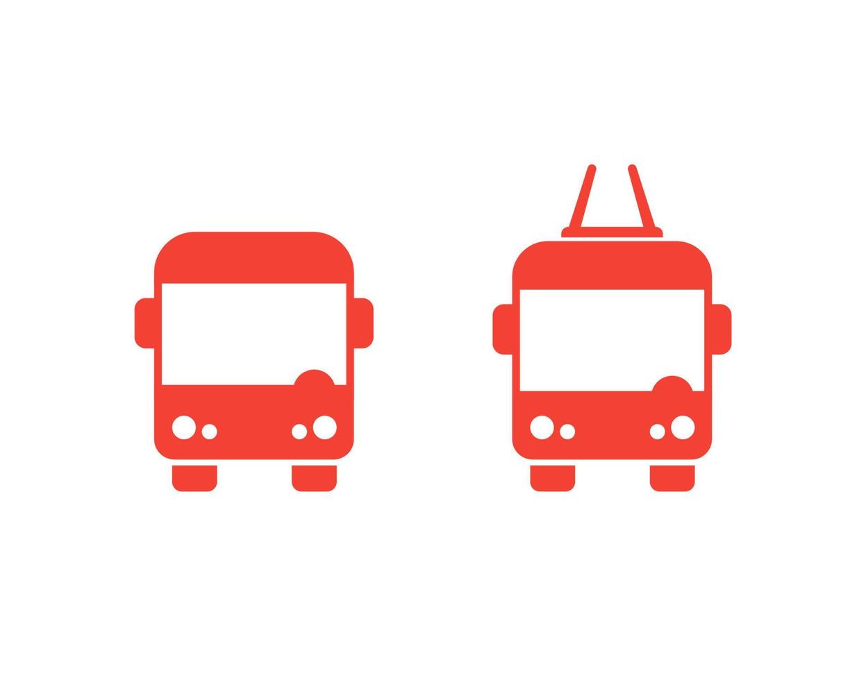 Iconos de autobuses y trolebuses aislados en blanco vector