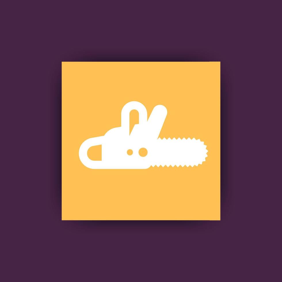 Chainsaw icon, chain saw, logging equipment, chainsaw pictogram, logging square icon, vector illustration