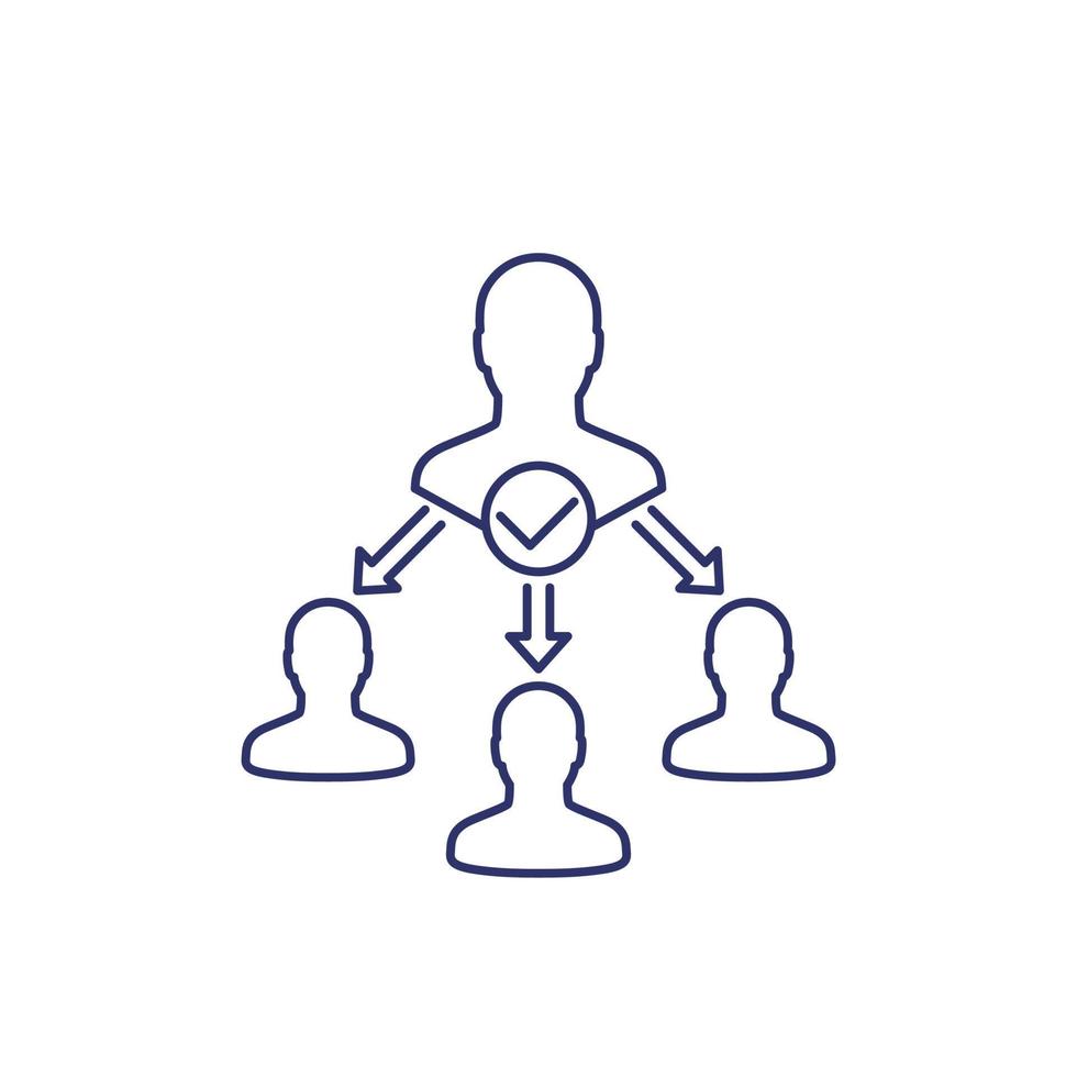 delegate, task delegation icon, line vector