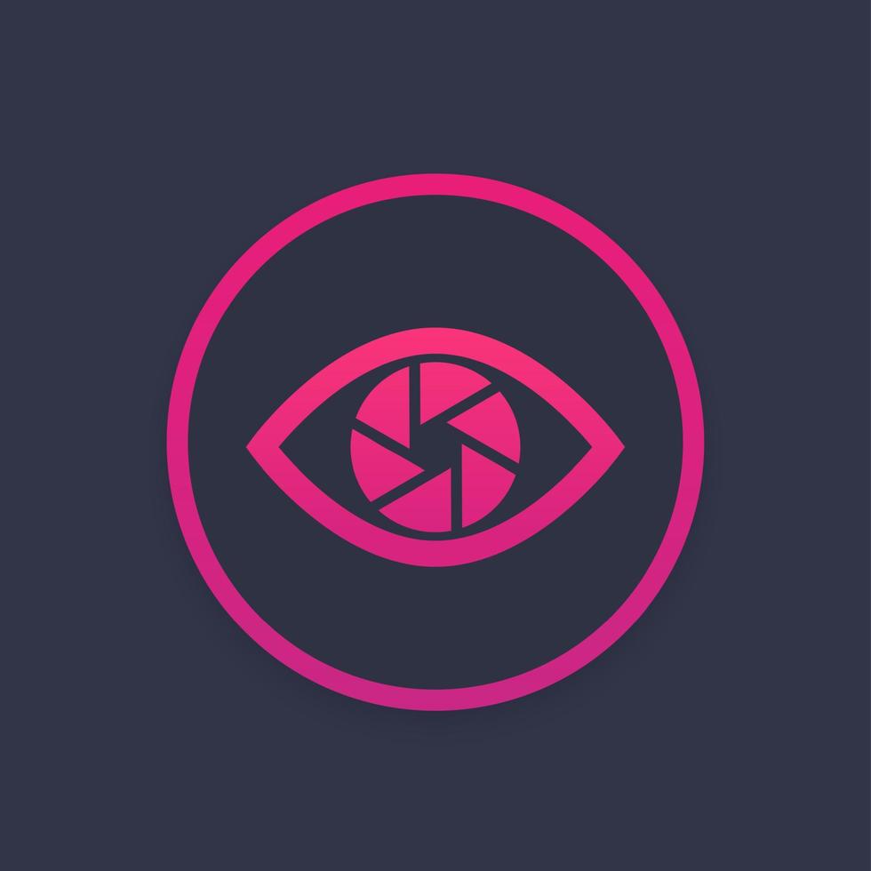 eye with aperture symbol, vector icon