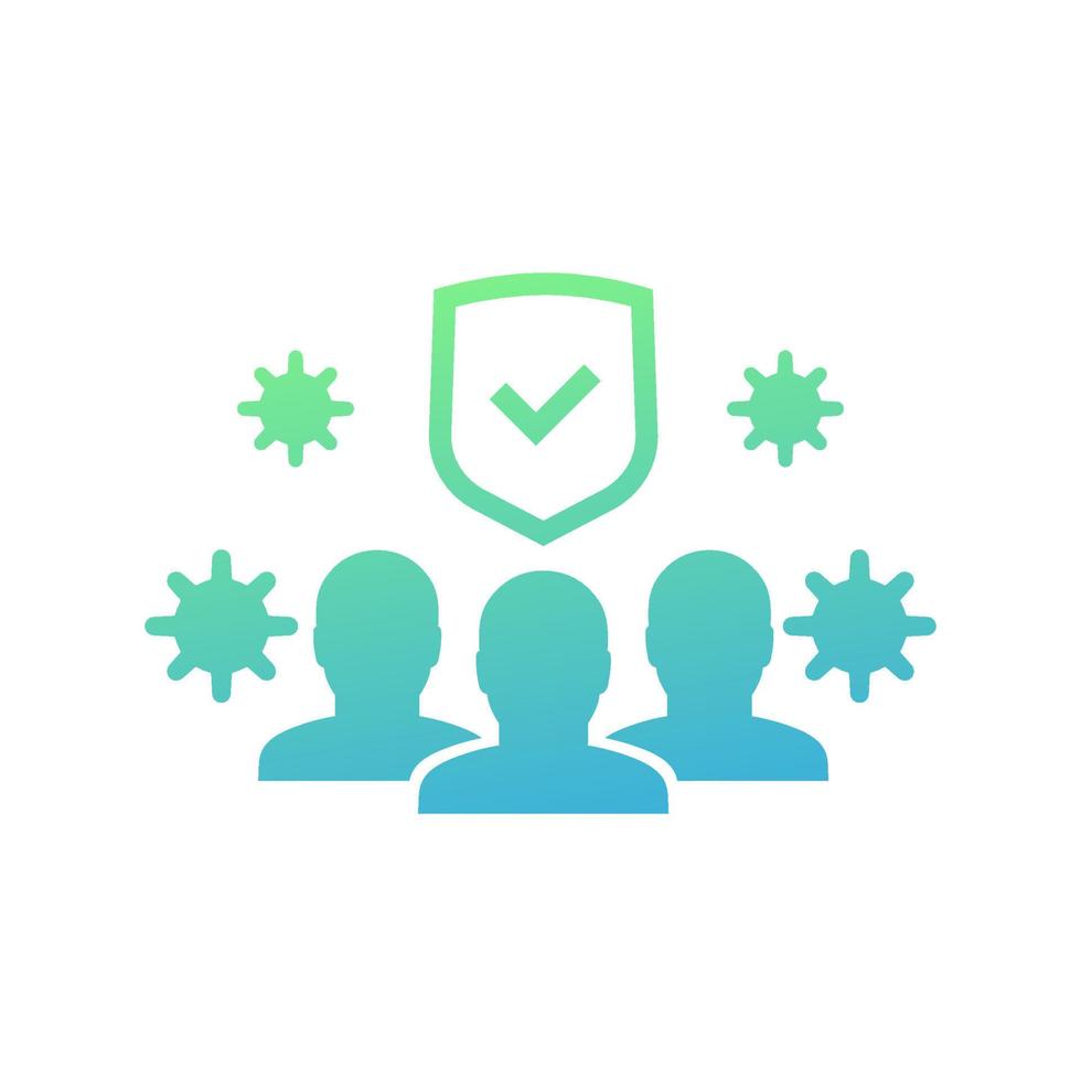 herd immunity, immune to a virus vector icon