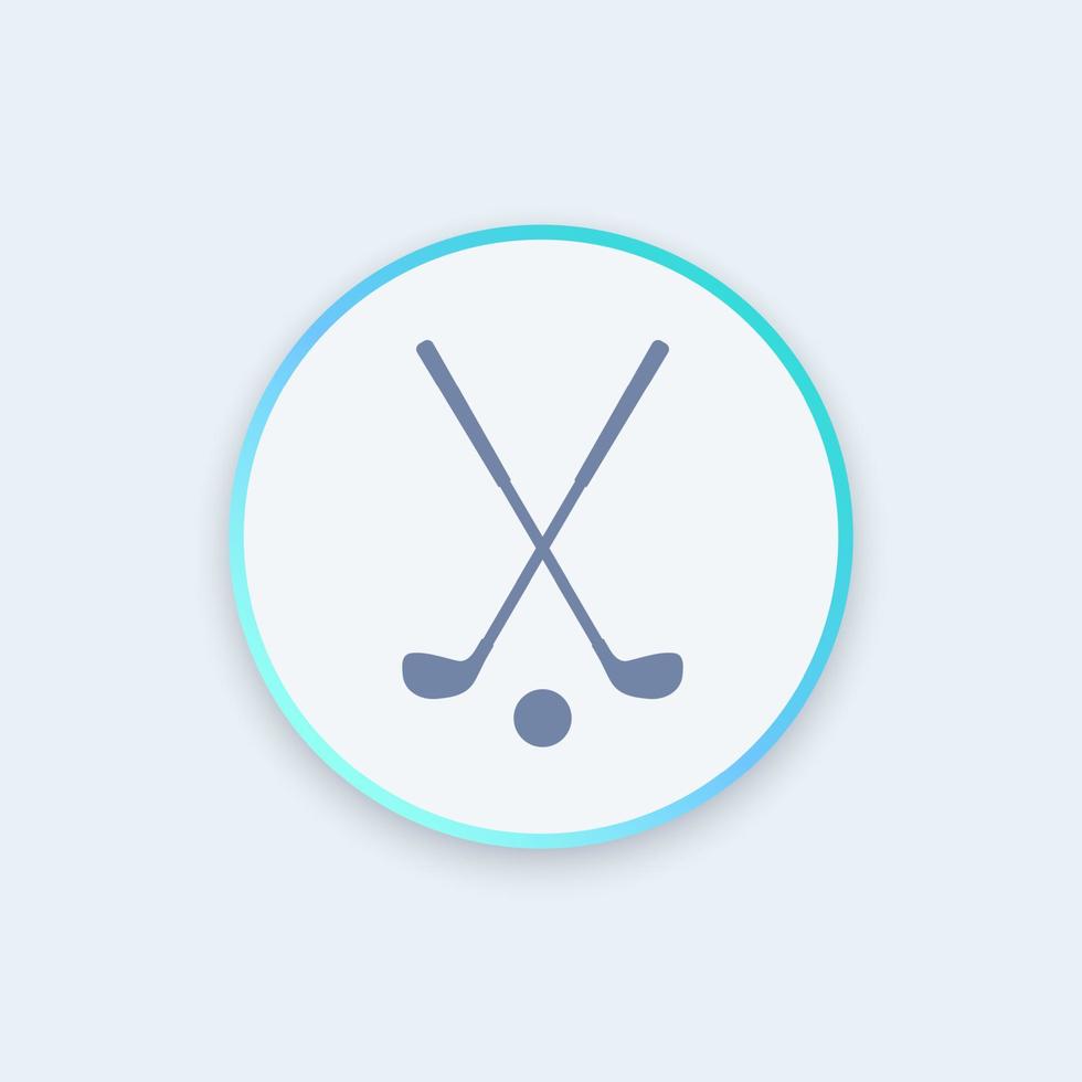 icono de golf, palos de golf cruzados y bola redonda icono elegante, ilustración vectorial vector