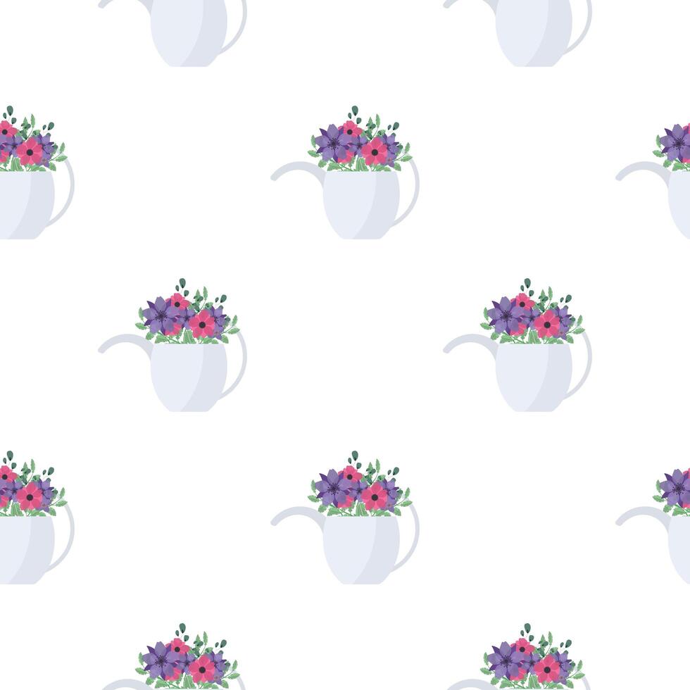 Creative floral seamless pattern with watercolor spring flowers on geometric background. Hand drawn. Surface design. vector