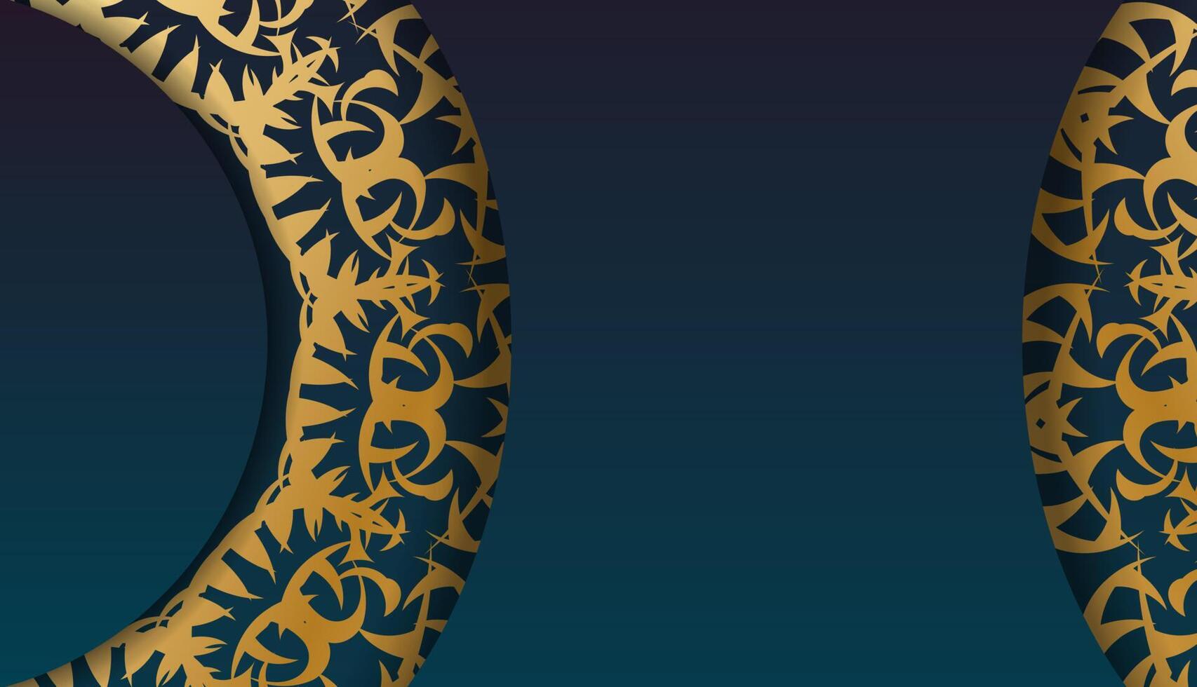 Two gold and black circular designs on a blue background vector